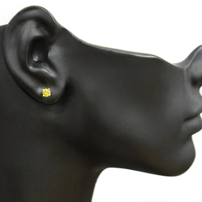 Men's Yellow Diamond Stud Earring 0.25ct 14K Yellow Gold 5 Men's Yellow Diamond Stud Earring 0.25ct 14K Yellow Gold - Image 3