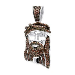 Mini Diamond Jesus Face Pendant 10K Yellow Gold 1/2 Carat Red Diamonds -Its Hot Jewelry Shop mini diamond jesus face pendant solid 10k gold 12 carat red diamonds wh