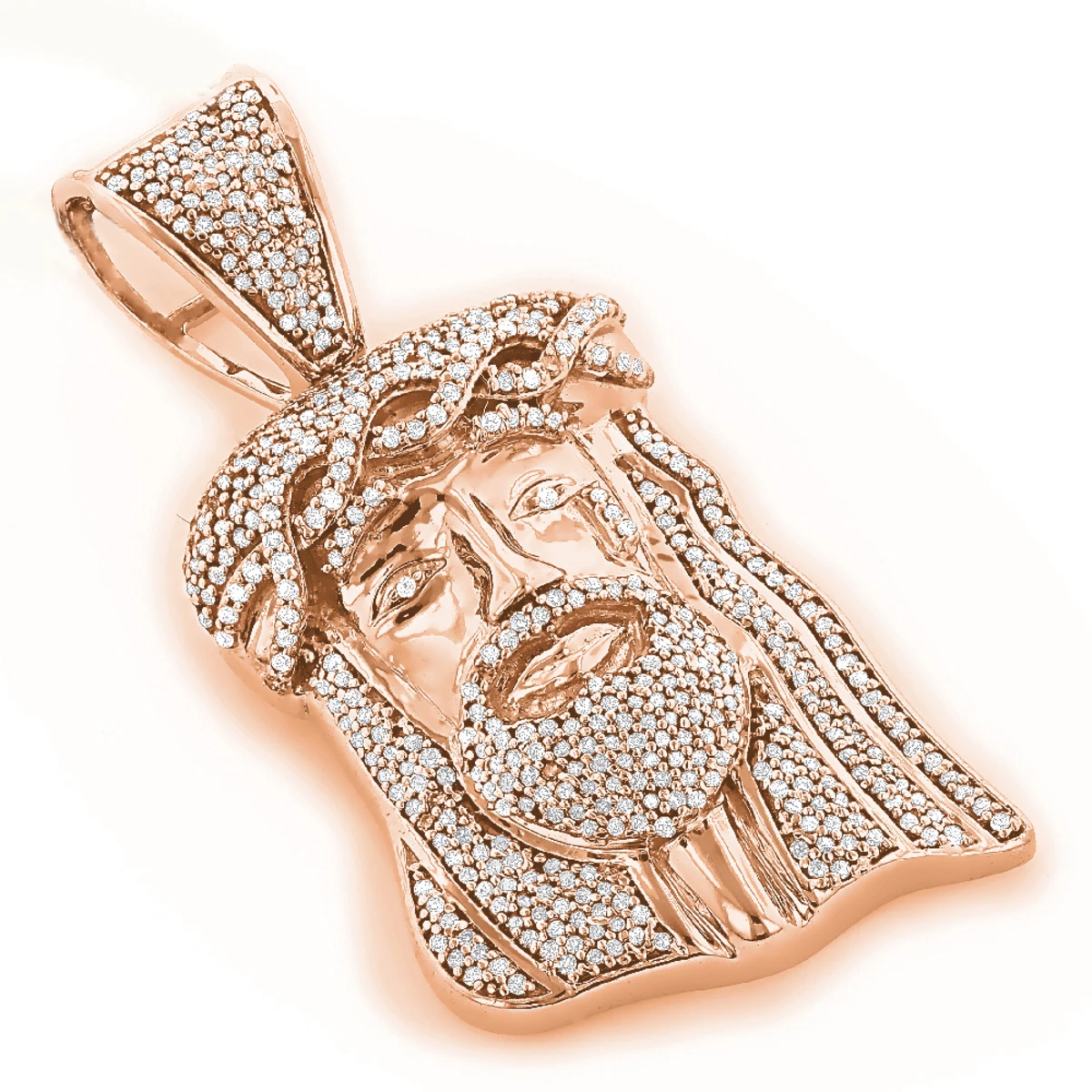Mini Diamond Jesus Head Pendant 1ct 10K White Gold Charm 5 Mini Diamond Jesus Head Pendant 1ct 10K White Gold Charm - Image 3