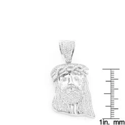 Mini Diamond Jesus Head Pendant In Sterling Silver 0.75 Ct -Its Hot Jewelry Shop mini diamond jesus head pendant in sterling silver 104ct rulerwh