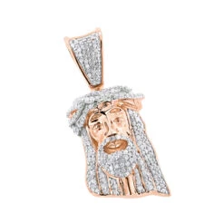 Mini Diamond Jesus Head Pendant 10K Yellow Gold 1/2 Carat 10 Mini Diamond Jesus Head Pendant 10K Yellow Gold 1/2 Carat -Its Hot Jewelry Shop mini diamond jesus head pendant solid 10k gold 12 carat ro