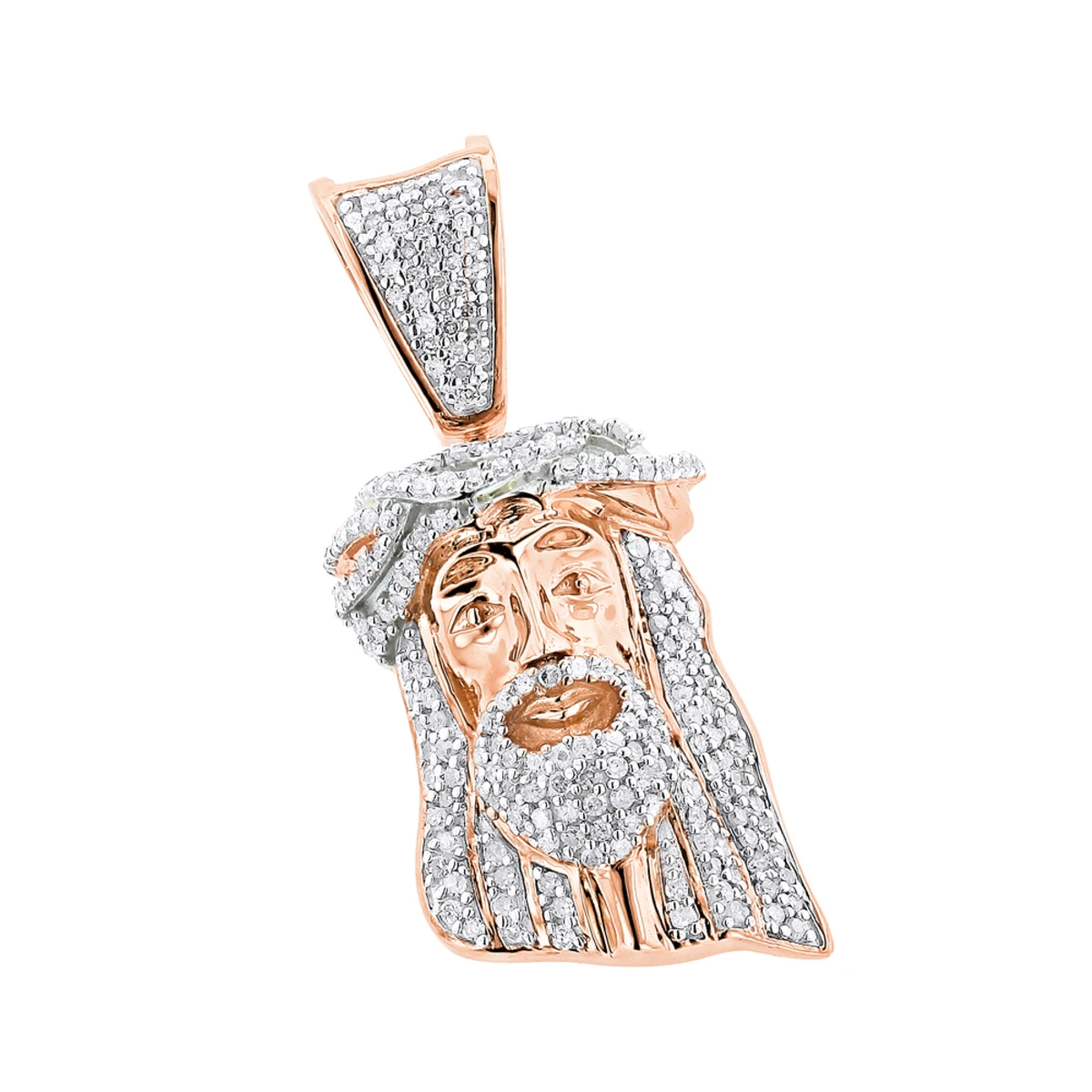 Mini Diamond Jesus Head Pendant 10K Yellow Gold 1/2 Carat 5 Mini Diamond Jesus Head Pendant 10K Yellow Gold 1/2 Carat - Image 3