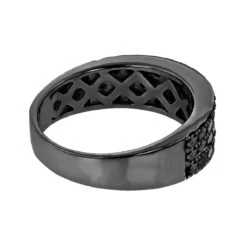 Modern Three Row Black Diamond Ring For Men 10K White Gold Wedding Band 1.4CT 15 Modern Three Row Black Diamond Ring For Men 10K White Gold Wedding Band 1.4CT -Its Hot Jewelry Shop modern three row black diamond ring for men 10k gold wedding band 14ct backbl