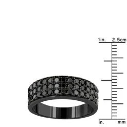 Modern Three Row Black Diamond Ring For Men 10K White Gold Wedding Band 1.4CT 17 Modern Three Row Black Diamond Ring For Men 10K White Gold Wedding Band 1.4CT -Its Hot Jewelry Shop modern three row black diamond ring for men 10k gold wedding band 14ct rulerbl