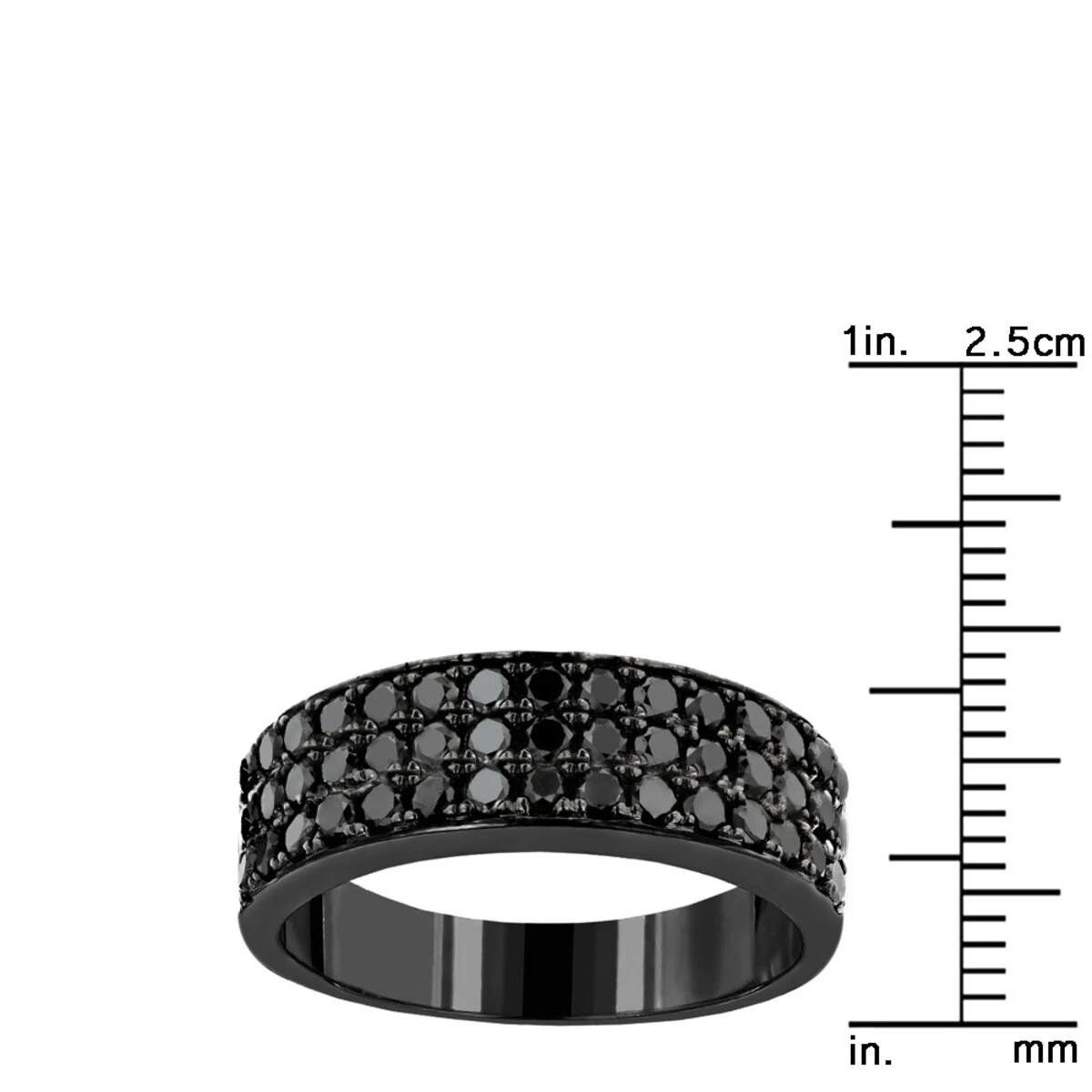 Modern Three Row Black Diamond Ring For Men 10K White Gold Wedding Band 1.4CT 10 Modern Three Row Black Diamond Ring For Men 10K White Gold Wedding Band 1.4CT - Image 8