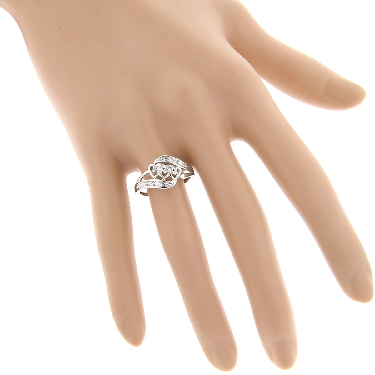 Moms 10K White Gold Heart Shaped Diamond Ring 0.10ct 7 Moms 10K White Gold Heart Shaped Diamond Ring 0.10ct - Image 5