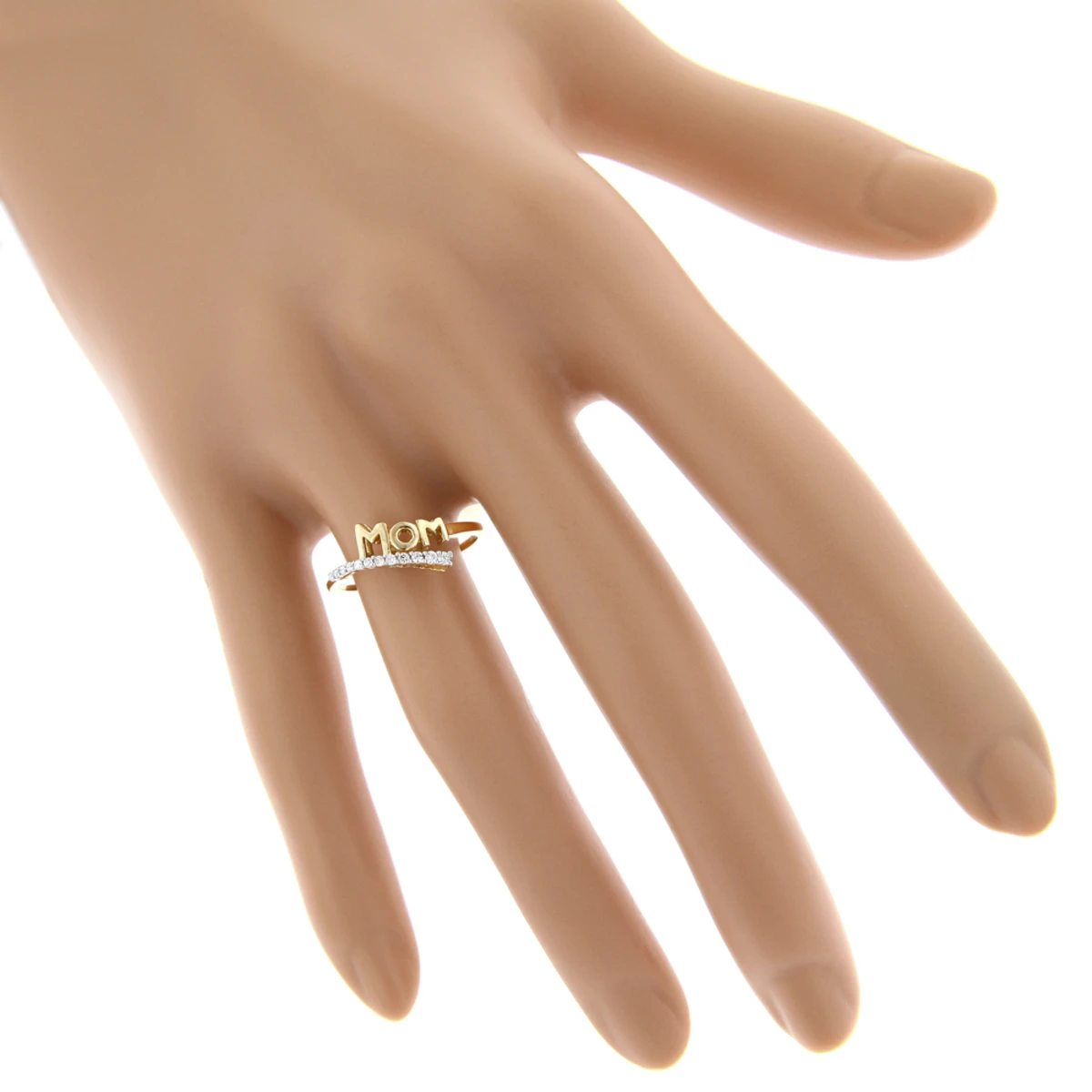 Solid 10K White Gold Mothers Day Gifts Journey Diamond MOM Ring .13ct 7 Solid 10K White Gold Mothers Day Gifts Journey Diamond MOM Ring .13ct - Image 5