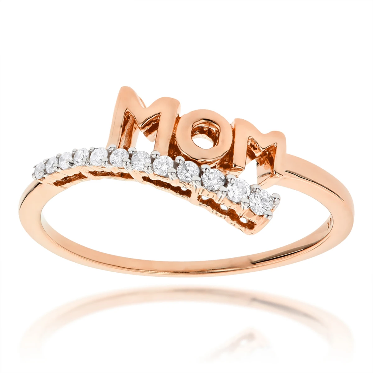 Solid 10K White Gold Mothers Day Gifts Journey Diamond MOM Ring .13ct 5 Solid 10K White Gold Mothers Day Gifts Journey Diamond MOM Ring .13ct - Image 3