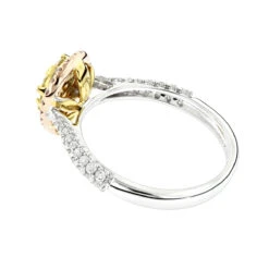 Natural White Pink Yellow Diamond Engagement Ring Pear Shape 0.9ct 14K White Gold -Its Hot Jewelry Shop natural white pink yellow diamond engagement ring pear shape 09ct 14k gold backwh