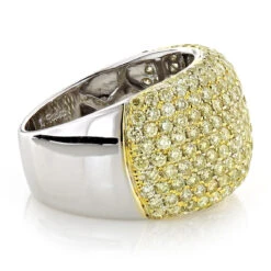 Natural Yellow Diamond Ring For Women 3.35ct 14K Yellow Gold Pave Wedding Band -Its Hot Jewelry Shop natural yellow diamond ring 335ct 14k pave p 40942back