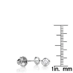 One Carat 14K White Gold Solitaire Round Diamond Bezel Stud Earrings -Its Hot Jewelry Shop one carat 14k gold solitaire round diamond bezel stud earrings rulerwh