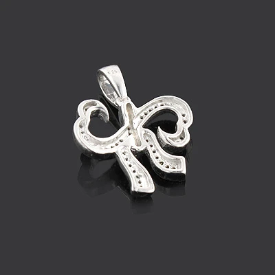 Small Heart Bow Diamond Pendant 0.17ct Sterling Silver 4 Small Heart Bow Diamond Pendant 0.17ct Sterling Silver - Image 2