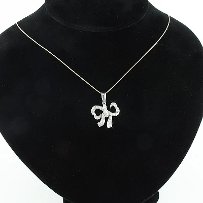 Small Heart Bow Diamond Pendant 0.17ct Sterling Silver 5 Small Heart Bow Diamond Pendant 0.17ct Sterling Silver - Image 3