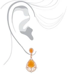 Orange Aventurine Gemstone Diamond Earrings 7.56ct 14K Rose Gold -Its Hot Jewelry Shop orange aventurine gemstone diamond earrings 756ct 14k gold bodro