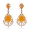 Orange Aventurine Gemstone Diamond Earrings 7.56ct 14K Rose Gold 2 Orange Aventurine Gemstone Diamond Earrings 7.56ct 14K Rose Gold -Its Hot Jewelry Shop orange aventurine gemstone diamond earrings 756ct 14k gold ro