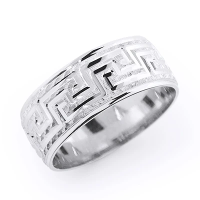 Ornamental Wedding Band For Men 14K White Gold 4 Ornamental Wedding Band For Men 14K White Gold - Image 2