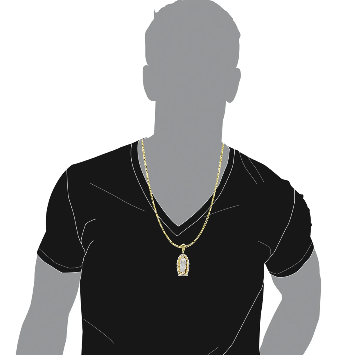 Our Lady Of Guadalupe 10K Yellow Gold Blessed Virgin Mary Diamond Pendant 7 Our Lady Of Guadalupe 10K Yellow Gold Blessed Virgin Mary Diamond Pendant - Image 5