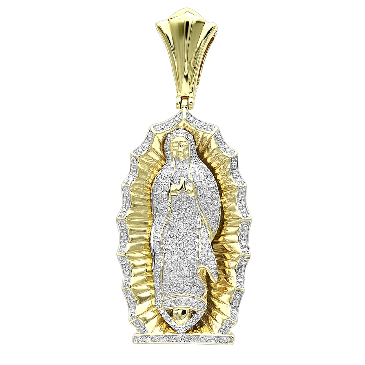 Our Lady Of Guadalupe 10K Yellow Gold Blessed Virgin Mary Diamond Pendant 3 Our Lady Of Guadalupe 10K Yellow Gold Blessed Virgin Mary Diamond Pendant