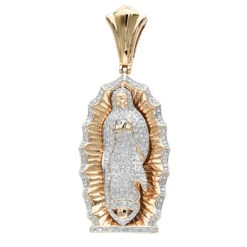 Our Lady Of Guadalupe 10K Yellow Gold Blessed Virgin Mary Diamond Pendant 10 Our Lady Of Guadalupe 10K Yellow Gold Blessed Virgin Mary Diamond Pendant -Its Hot Jewelry Shop our lady of guadalupe real 10k gold blessed virgin mary diamond pendant ro