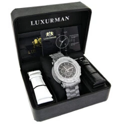 Oversized Iced Out Men's Diamond Luxurman Watch 2ct Escalade -Its Hot Jewelry Shop oversized iced out mens diamond luxurman watch 2ct escalade box
