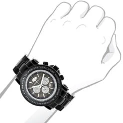 Oversized Men's Black Diamond Watch By Luxurman 3ct Chronograph Escalade -Its Hot Jewelry Shop oversized mens black diamond watch by luxurman 3ct chronograph escalade bod