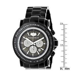 Oversized Men's Black Diamond Watch By Luxurman 3ct Chronograph Escalade -Its Hot Jewelry Shop oversized mens black diamond watch by luxurman 3ct chronograph escalade ruler