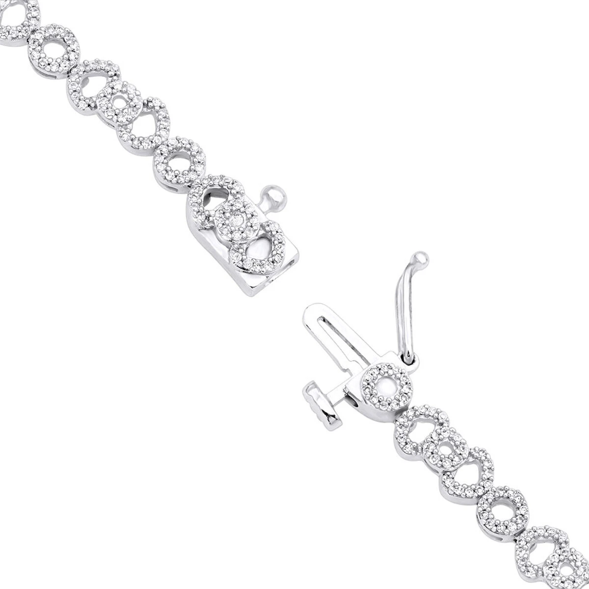 Pave 14K White Gold Ladies Diamond Bracelet 1.31ct 6 Pave 14K White Gold Ladies Diamond Bracelet 1.31ct - Image 4