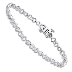 Pave 14K White Gold Ladies Diamond Bracelet 1.31ct