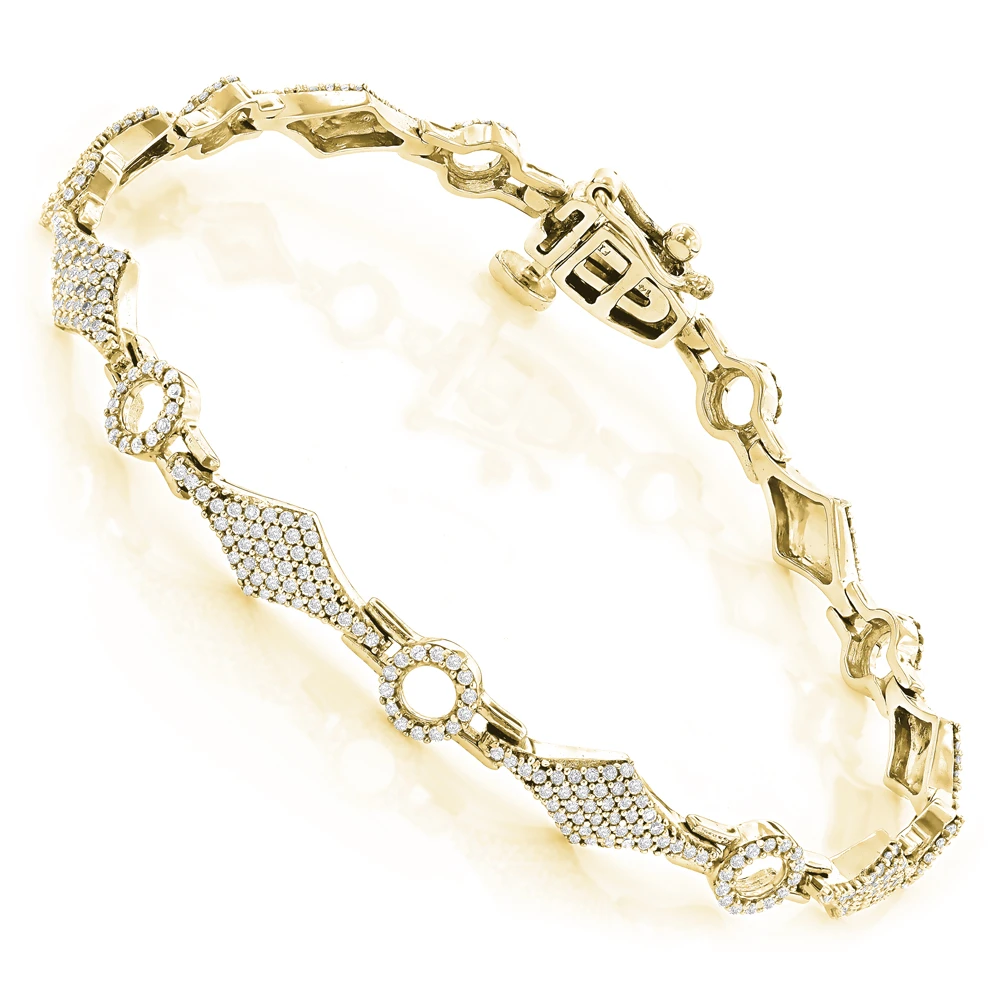 Pave Bracelets 14K Gold Ladies Diamond Bracelet 1.1ct 4 Pave Bracelets 14K Gold Ladies Diamond Bracelet 1.1ct - Image 2