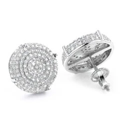 Pave Diamond Circle Earrings 0.36ct Sterling Silver
