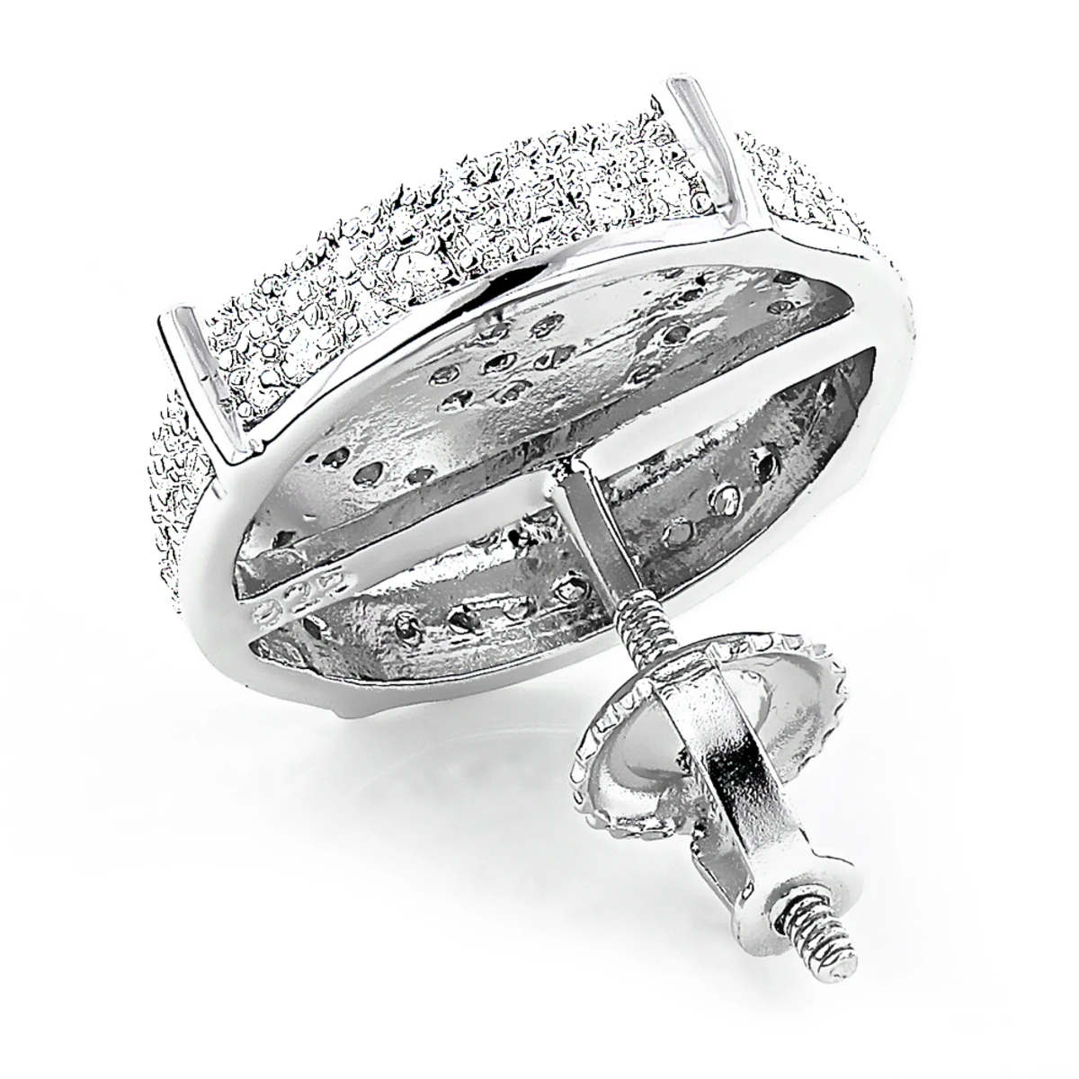 Pave Diamond Circle Earrings 0.36ct Sterling Silver 4 Pave Diamond Circle Earrings 0.36ct Sterling Silver - Image 2