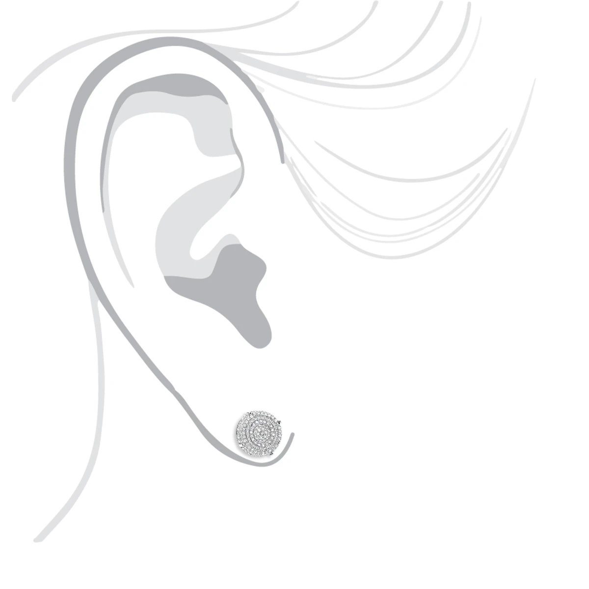 Pave Diamond Circle Earrings 0.36ct Sterling Silver 6 Pave Diamond Circle Earrings 0.36ct Sterling Silver - Image 4