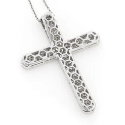 Pave Diamond Cross Pendant 4 Carats 14K White Gold -Its Hot Jewelry Shop pave diamond cross pendant 406ct 14k p 40962back
