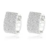 Pave Diamond Earrings For Women 14K White Gold 1 Carat Small Wide Hoops