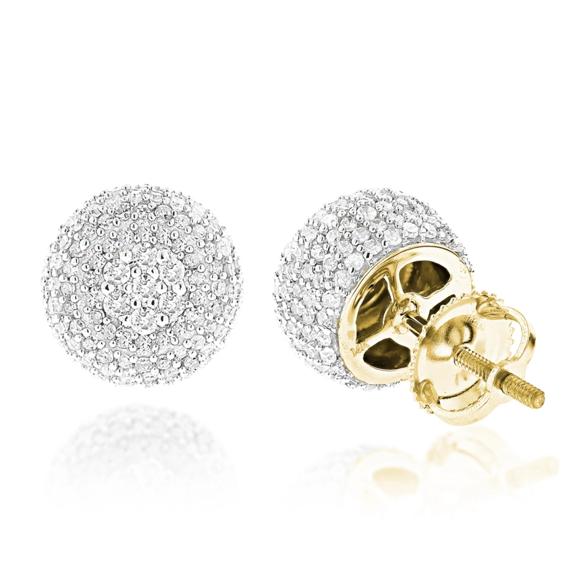 Pave Diamond Earrings 14K White Gold Studs 1.32ct 4 Pave Diamond Earrings 14K White Gold Studs 1.32ct - Image 2