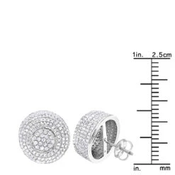 Large 14K White Gold Studs Pave Diamond Earrings 2.3ct -Its Hot Jewelry Shop pave diamond earrings 14k 230ct p 41206 rulerwh