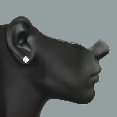 Pave Diamond Earrings In Sterling Silver 0.05ct 5 Pave Diamond Earrings In Sterling Silver 0.05ct - Image 3