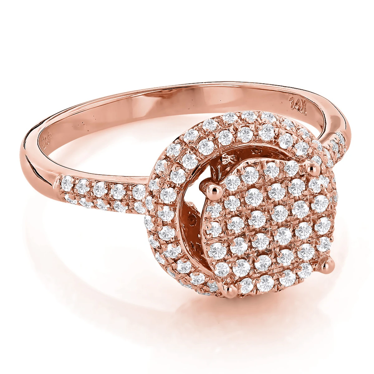 Pave Diamond Engagement Ring 0.64ct 14K Yellow Gold 5 Pave Diamond Engagement Ring 0.64ct 14K Yellow Gold - Image 3