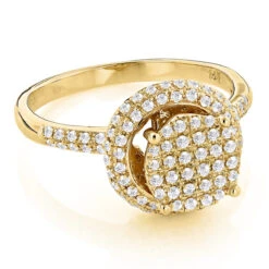 Pave Diamond Engagement Ring 0.64ct 14K Yellow Gold