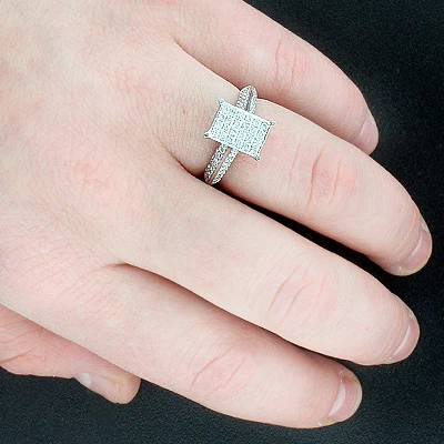 Pave Diamond Engagement Ring 14K White Gold 0.85ct 5 Pave Diamond Engagement Ring 14K White Gold 0.85ct - Image 3