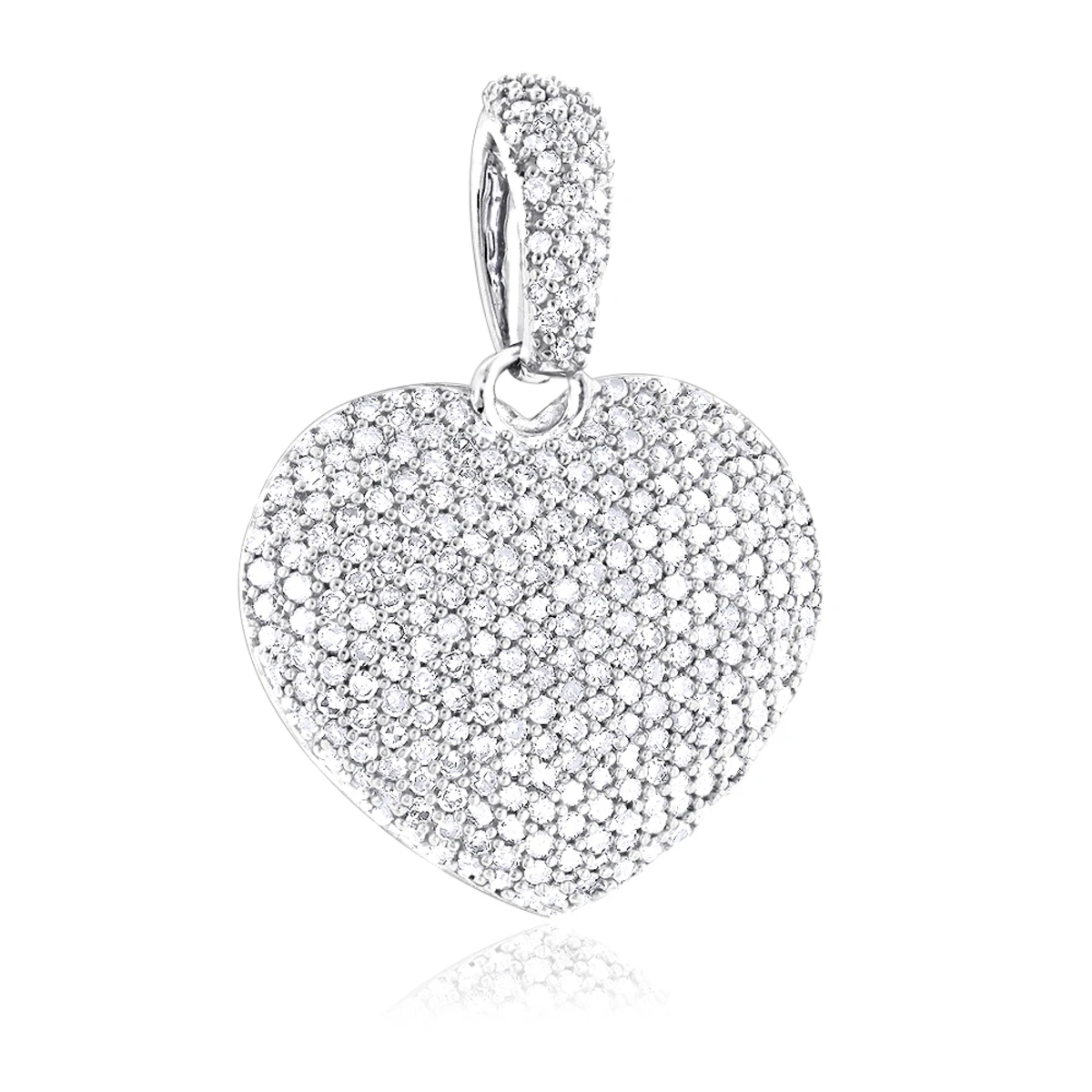1 Carat Pave Diamond Heart Pendant 14K White Gold 3 1 Carat Pave Diamond Heart Pendant 14K White Gold