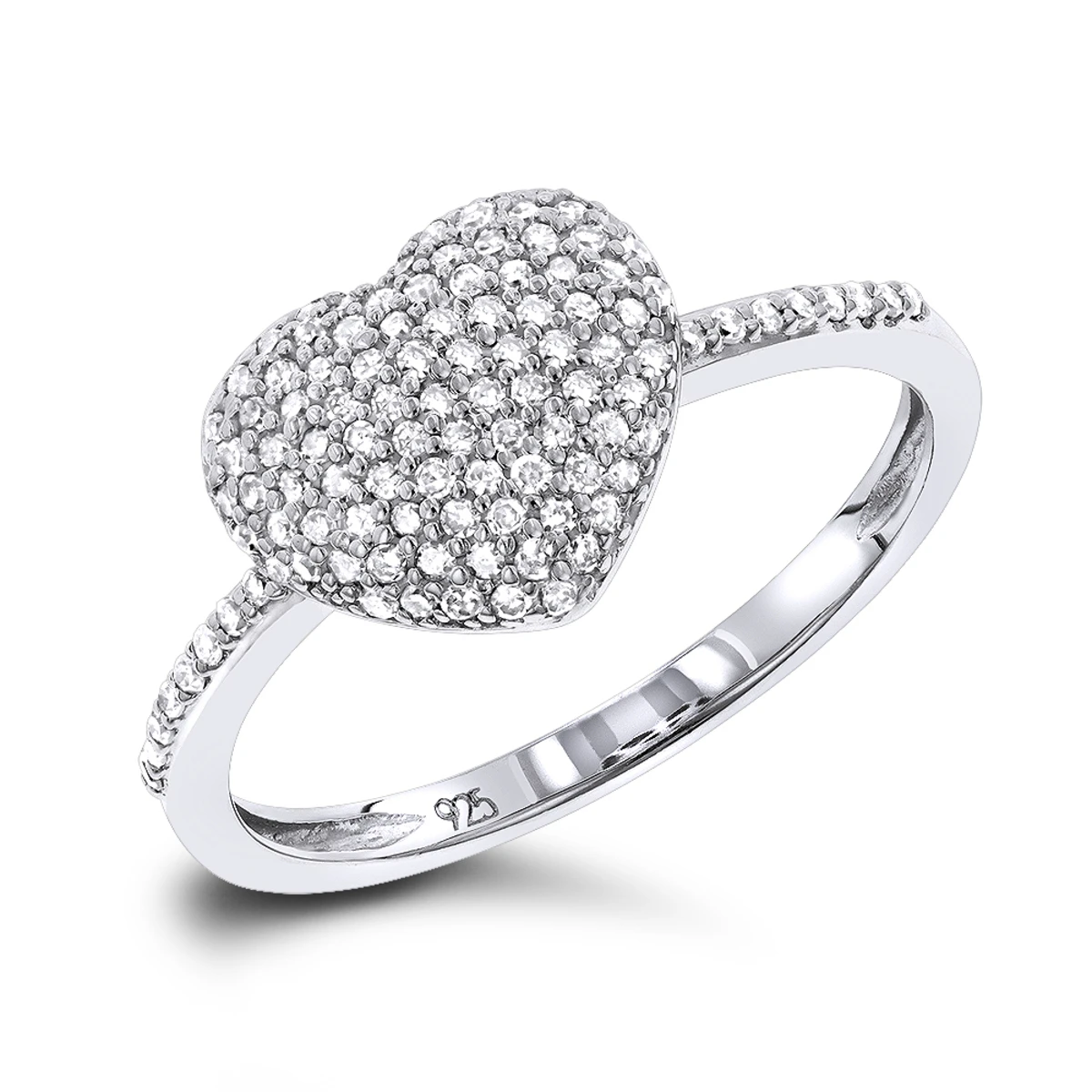 Ladies Pave Diamond Heart Ring In Sterling Silver 0.33ct 3 Ladies Pave Diamond Heart Ring In Sterling Silver 0.33ct