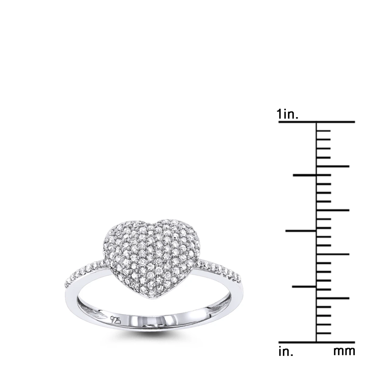 Ladies Pave Diamond Heart Ring In Sterling Silver 0.33ct 6 Ladies Pave Diamond Heart Ring In Sterling Silver 0.33ct - Image 4