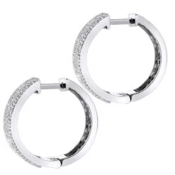 Pave Diamond Hoop Earrings 1.75ct 14K White Gold -Its Hot Jewelry Shop pave diamond hoop earrings 195ct 14k p 42950 backwh