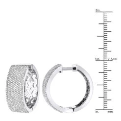 Pave Diamond Hoop Earrings 1.75ct 14K White Gold -Its Hot Jewelry Shop pave diamond hoop earrings 195ct 14k p 42950 rulerwh