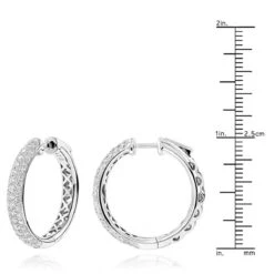 Pave Diamond Hoop Earrings 2.45ct -Its Hot Jewelry Shop pave diamond hoop earrings 245ct p 40635 rulerwh