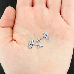 Pave Diamond Stud Cluster Earrings 1.46ct 14K White Gold -Its Hot Jewelry Shop pave diamond stud cluster earrings 146ct 14k gold 4 2