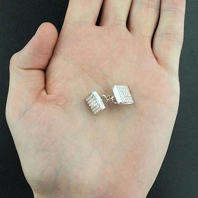 Pave Diamond Stud Earrings 0.45ct 14K White Gold 4 Pave Diamond Stud Earrings 0.45ct 14K White Gold - Image 2