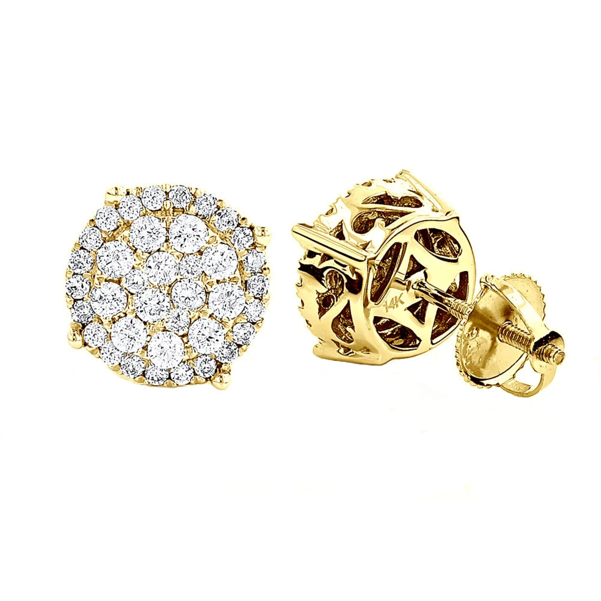 Pave Diamond Stud Earrings 0.9ct 14K White Gold 5 Pave Diamond Stud Earrings 0.9ct 14K White Gold - Image 3