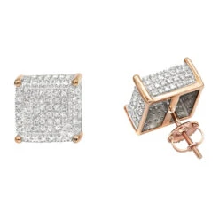 1 Carat Pave Diamond Stud Earrings 10K Yellow Gold Cube Shape 10 1 Carat Pave Diamond Stud Earrings 10K Yellow Gold Cube Shape -Its Hot Jewelry Shop pave diamond stud earrings 10k 095ct p 43212 ro